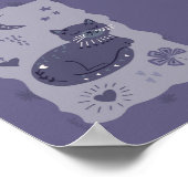 Whimsical Night Cat Folk Art Poster (Coin)