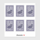 Whimsical Night Cat Folk Art Sticker (Feuille)