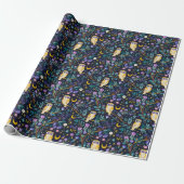 Whimsical Night Owl Pattern – betoverend bos Cadeaupapier (Uitgerold)
