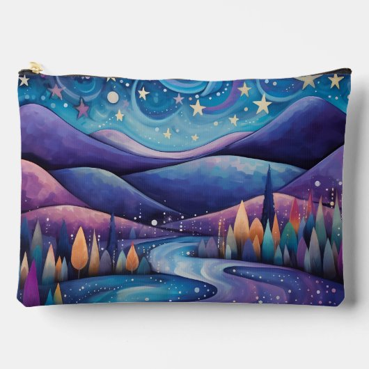 Whimsical Night - rivier, bomen en bergen Etui (Voorkant)