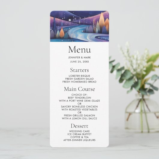 Whimsical Night - rivier, bomen en bergen Kaart (Staand voorkant)