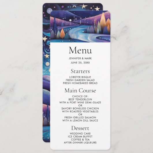 Whimsical Night - rivier, bomen en bergen Kaart (Voorkant / Achterkant)