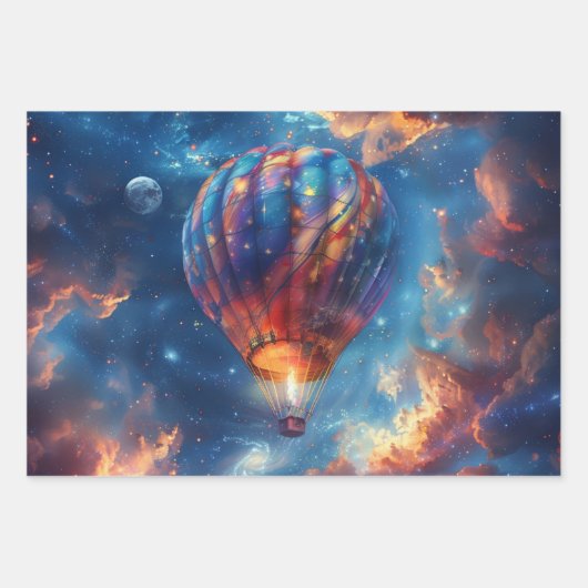 Whimsical Night Sky Hete Luchtballon Rit Inpakpapier Vel (Voorkant 3)