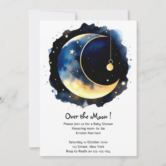 Whimsical Night Sky Waterverf Boy Baby shower Kaart (Voorkant)