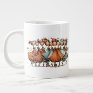 Whimsical Nine Ladies Dancing 12 dagen van Kerstmi Extra Grote Beker