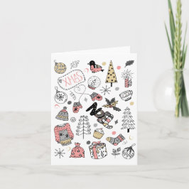 Whimsical Noel met Kerstmis afgevouwen feestdag Ka Bedankkaart