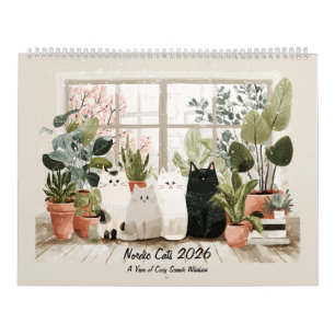Whimsical Noordse Katten Scandinavisch Gezellig Kalender