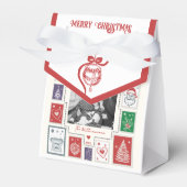 Whimsical Nostalgia Retro Stamp Christmas Photo Bedankdoosjes (Voorkant Zijde)
