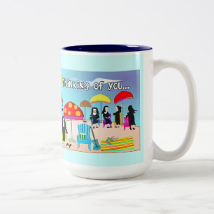 Whimsical Nun Art Gifts & Kaarten Tweekleurige Koffiemok