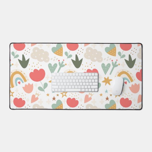 Whimsical Nursery Pattern met wolken en sterren Bureaumat (Keyboard & Muis)