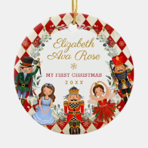 Whimsical Nutcracker Baby 1e Eerste Kerstkerst Keramisch Ornament