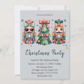 Whimsical Nutcracker& Christmas Tree Holiday Party Kaart (Voorkant)