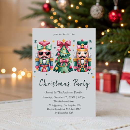 Whimsical Nutcracker& Christmas Tree Holiday Party Kaart