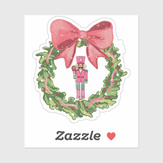 Whimsical Nutcracker Christmas Wreath Sticker (Vel)
