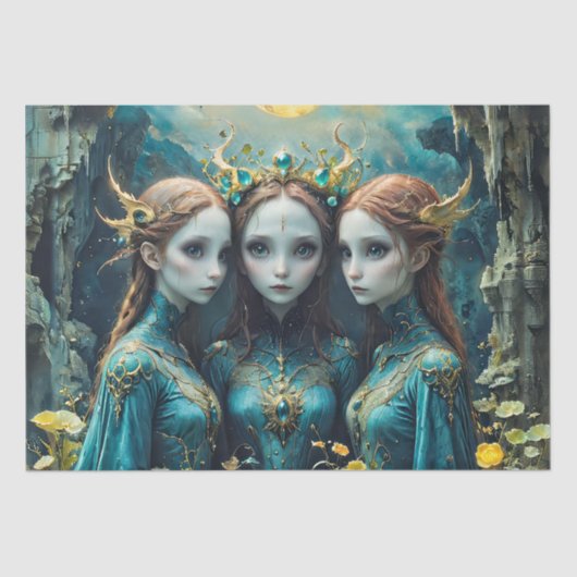 Whimsical Nymph Trio - Decoupage - Tissuepapier (Voorkant)