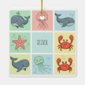 Whimsical Ocean Friends Doodles Keramisch Ornament (Achterkant)