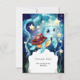 Whimsical Ocean Underwater Turtle Verjaardag Bedankkaart