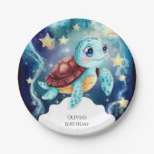 Whimsical Ocean Underwater Turtle Verjaardag Papieren Bordje (Voorkant)