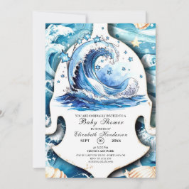 Whimsical Ocean Waves Baby shower Kaart
