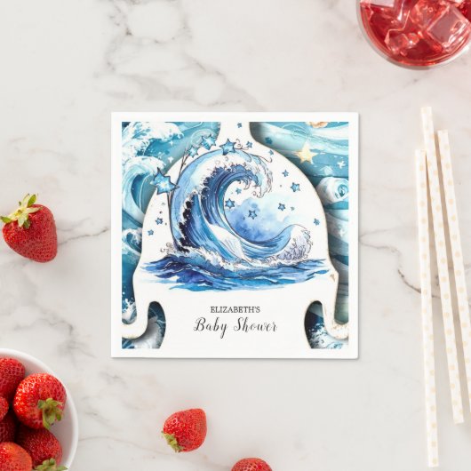 Whimsical Ocean Waves Baby shower Servet (Insitu)