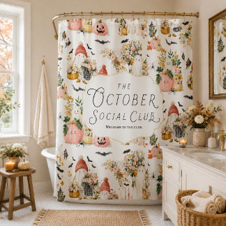 Whimsical October Social Club Halloween Badkamer Douchegordijn