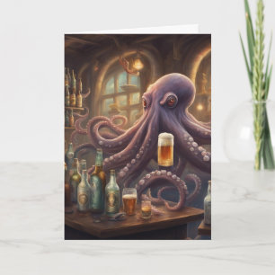 Whimsical Octopus Bartender appreciatie Kaart