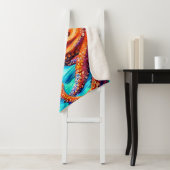 Whimsical Octopus Blue Ocean Wave Cubism Sherpa Deken (In situ)