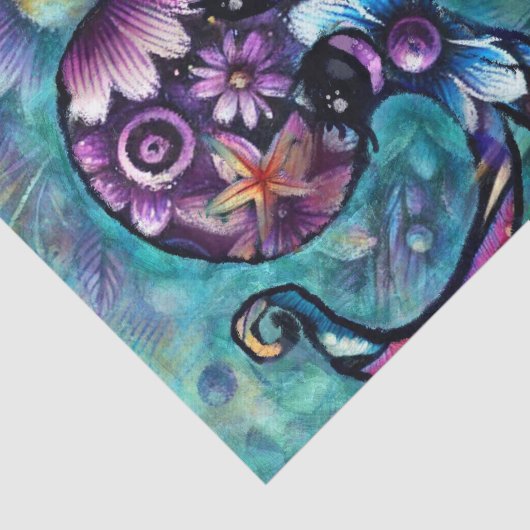 Whimsical Octopus Floral Blauwgroen kustontkoppeli Tissuepapier (Detail)