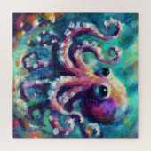 Whimsical Octopus Olieverfschilderij Nautisch Stra Legpuzzel (Horizontaal)