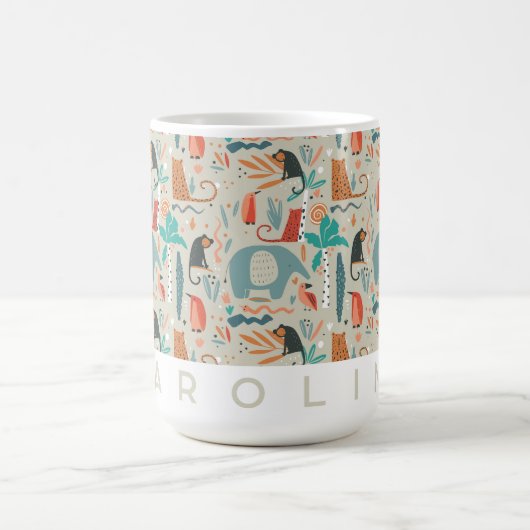 Whimsical Oerwoud Animals Mok | Gepersonaliseerde (Center)