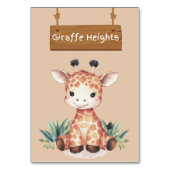 Whimsical Oerwoud Safari Giraffe Tafelbord Kaart (Voorkant)