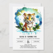 Whimsical Oerwoud Tiger Custom Boy Verjaardag Kaart (Voorkant)
