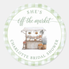 Whimsical Off The Market Farmer Vrijgezellenfeest Ronde Sticker
