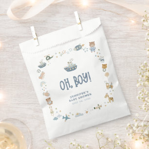 Whimsical Oh Boy Waterverf Doodle Baby shower Fav Bedankzakje