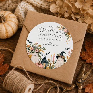 Whimsical Oktober Sociaal Club Ronde Sticker