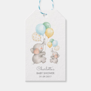 Whimsical Olifant Baby shower Pastel Favor Tag Cadeaulabel