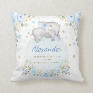 Whimsical Olifant Blauw Goud Bloemen Twinkle Sterr Kussen