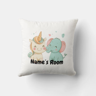 Whimsical Olifant en Eenhoorn Vrienden Kinder Kame Kussen