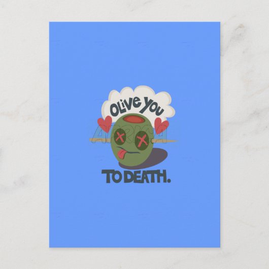 Whimsical "Olive My Heart" Grappig gezichtsontwerp Briefkaart (Voorkant)