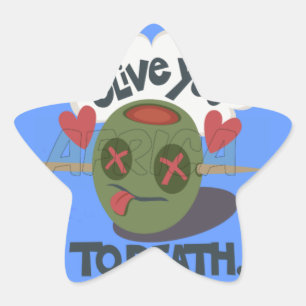 Whimsical "Olive My Heart" Grappig gezichtsontwerp Ster Sticker