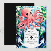 Whimsical Onder het Zee Octopus Verjaardag Kaart (Voorkant / Achterkant)