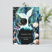 Whimsical Onderwater Zeemeermin Verjaardag Bedankkaart (Staand voorkant)