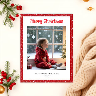 Whimsical One Photo Winter Christmas Feestdagenkaart