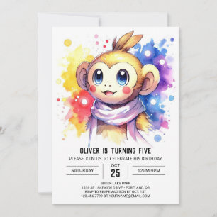 Whimsical Online Monkey Verjaardag Kaart