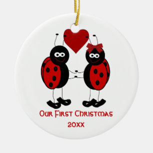 Whimsical ons eerste kerstfeest keramisch ornament