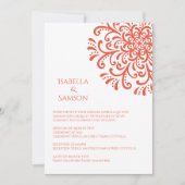 Whimsical Orange Red Flourish Faire-part de mariag (Devant)