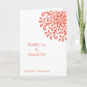Whimsical Orange Red Flourish Wedding Programme (Devant)