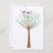 Whimsical Oranje and Fuchsia Love Bird Tree Invite Kaart (Achterkant)