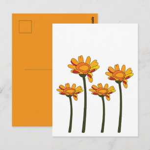 Whimsical Oranje Rode Bloem Bloemstuk Briefkaart