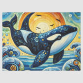Whimsical Orca Whale Beach Coastal Decoupage Tissuepapier (Voorkant)
